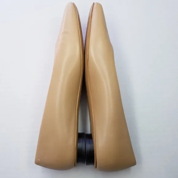 🌸 Everlane | Square Toe Leather Flat Shoes, 6.5, tan