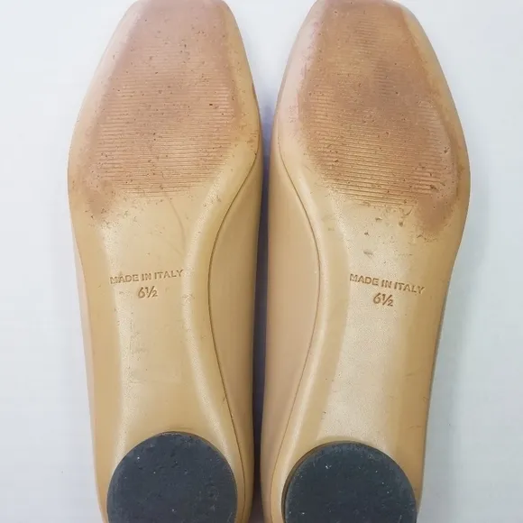 🌸 Everlane | Square Toe Leather Flat Shoes, 6.5, tan