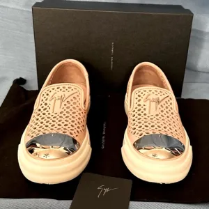 ❤️ Final Sale Giuseppe Zanotti Silver and Tan Slip-On Sneakers