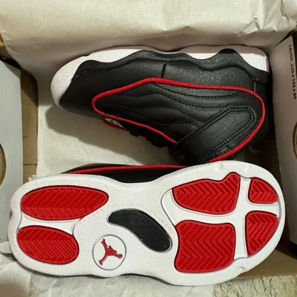 🔥 Jordan Black and Red High-Top Sneakers with Dynamic Design NIB Child 10 🔥