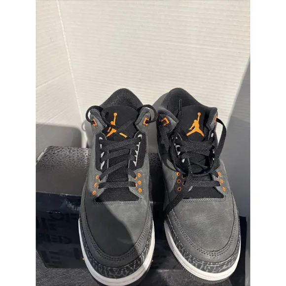 2023 Nike Air Jordan 3 Retro Fear Pack Night Stadium Orange Black Mens 11