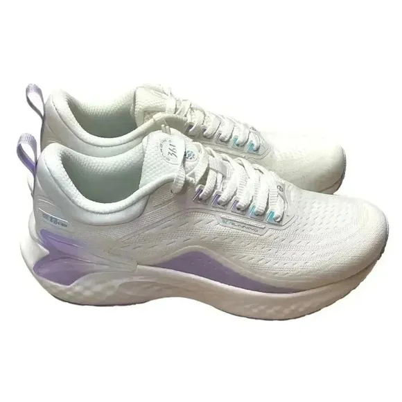 361 Degree Exhale Running Shoes Womens 8.0 White Purple SlipFix Vegan Mesh NEW