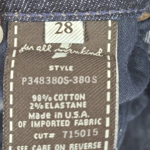 7 for all mankind dojo cropped barrel jeans size 28