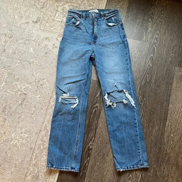 Abercrombie &amp; Fitch The Ankle Straight Ultra High Rise Jeans Sz 26/ 2R  Preowned