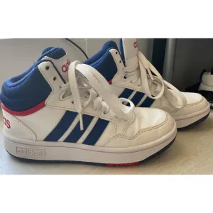 Adidas Kids Hoops 3.0 Mid Sneakers Size 2.5 White/Blue/Red Synthetic