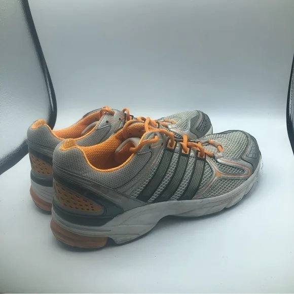 Adidas men’s silver and orange, athletic shoes, size 11.5.