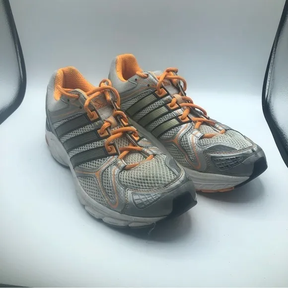 Adidas men’s silver and orange, athletic shoes, size 11.5.