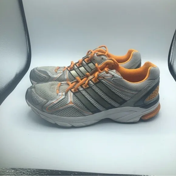 Adidas men’s silver and orange, athletic shoes, size 11.5.