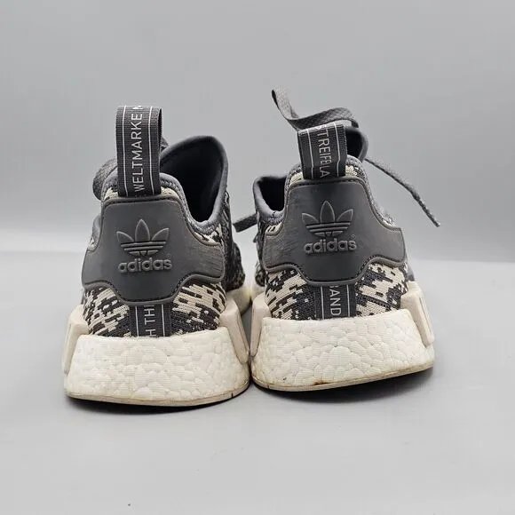 Adidas Mens Size 11.5 NMD R1 x Foot Locker Grey Four 2017 Digital Camo Sneakers