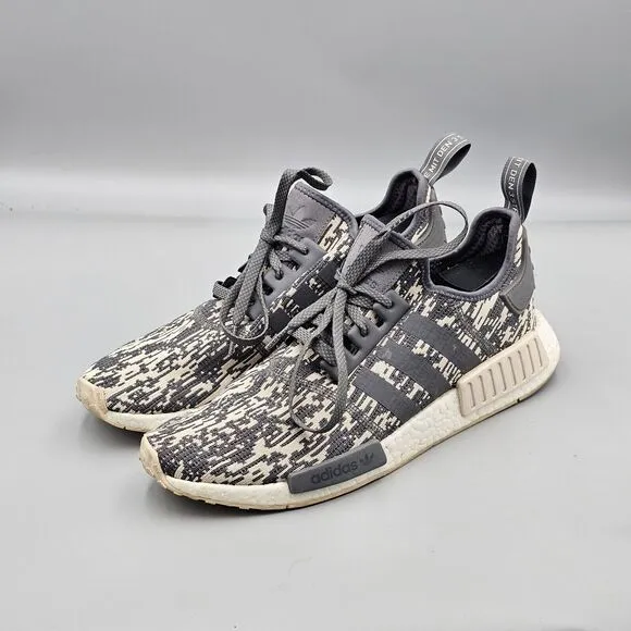 Adidas Mens Size 11.5 NMD R1 x Foot Locker Grey Four 2017 Digital Camo Sneakers