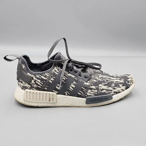Adidas Mens Size 11.5 NMD R1 x Foot Locker Grey Four 2017 Digital Camo Sneakers