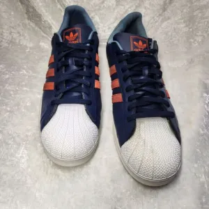 Adidas Mens Superstar Blue &amp; Orange Sneakers/Shoes Size 19‎