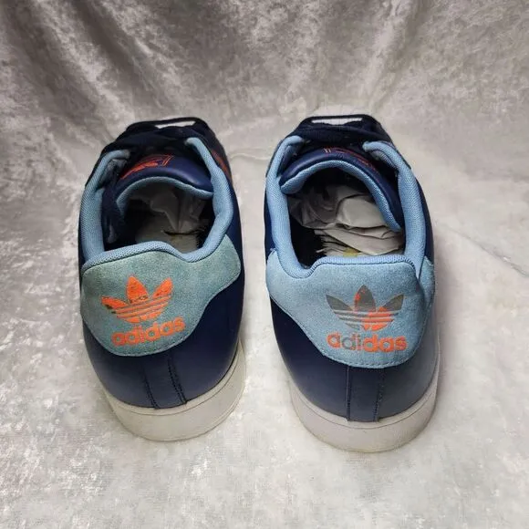 Adidas Mens Superstar Blue &amp; Orange Sneakers/Shoes Size 19‎