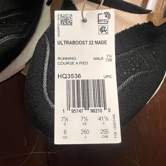 Adidas Men's UltraBoost 22 Running Shoe Sneakers Size 8‎ Black HQ3536