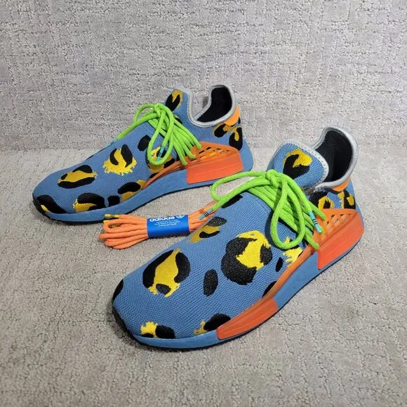 Adidas NMD Human Race x Pharrell Mens US 12 Animal Print Altered Blue Sneakers