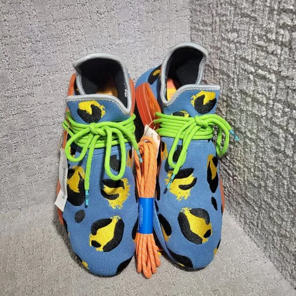 Adidas NMD Human Race x Pharrell Mens US 12 Animal Print Altered Blue Sneakers