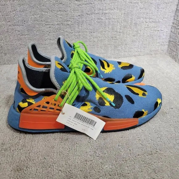 Adidas NMD Human Race x Pharrell Mens US 12 Animal Print Altered Blue Sneakers