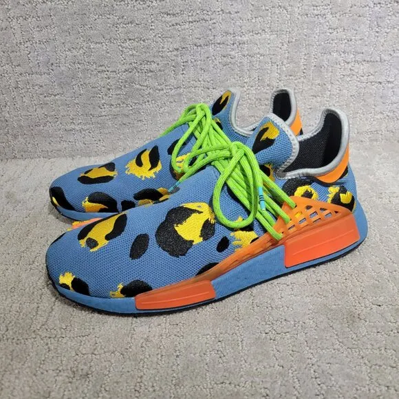 Adidas NMD Human Race x Pharrell Mens US 12 Animal Print Altered Blue Sneakers