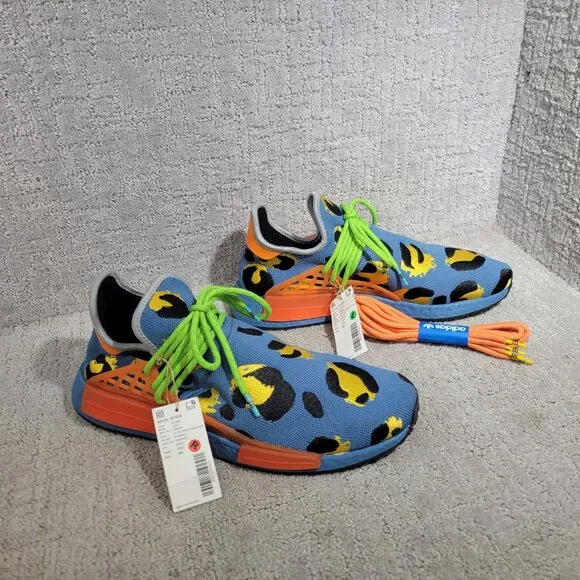 Adidas NMD Human Race x Pharrell Mens US 12 Animal Print Altered Blue Sneakers