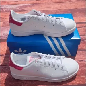 Adidas Originals Stan Smith J FTW White/Pink Big Kids Tennis Shoes Size 6