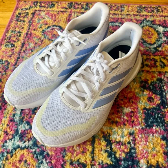 Adidas Runfalcon 5 W Cloadfoam Women's Sneakers White &amp; Light Blue Size 8.5