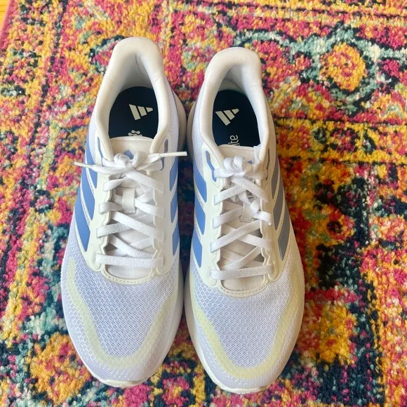 Adidas Runfalcon 5 W Cloadfoam Women's Sneakers White &amp; Light Blue Size 8.5