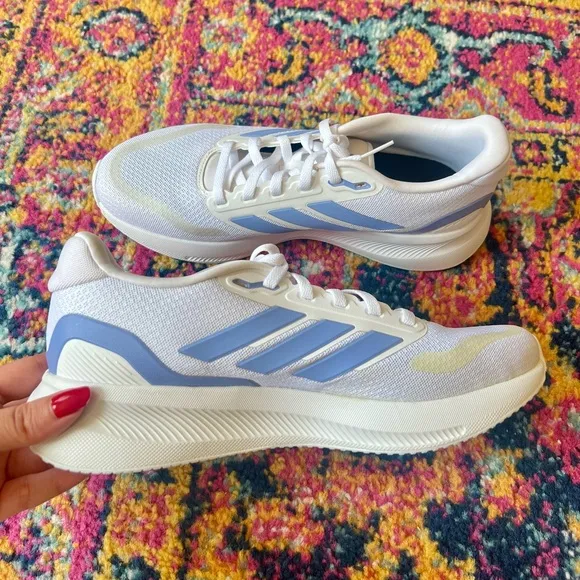 Adidas Runfalcon 5 W Cloadfoam Women's Sneakers White &amp; Light Blue Size 8.5