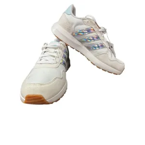 Adidas Unisex Run 60S J Sneakers White Iridescent Stripes US Size 5