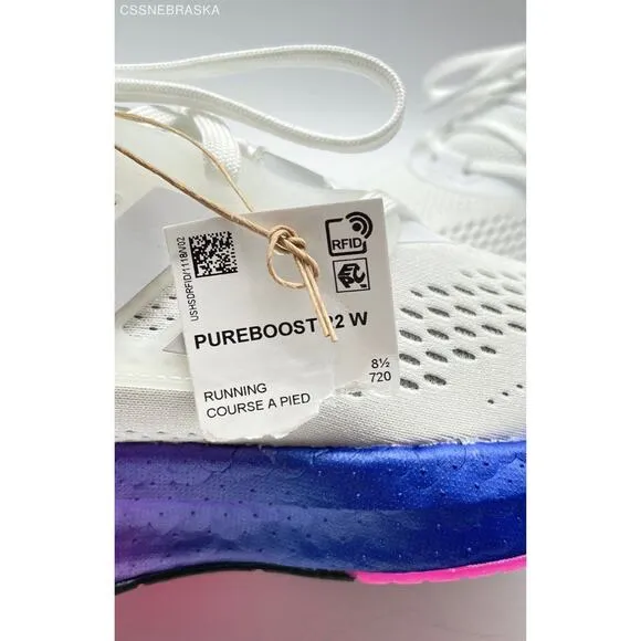 Adidas White Women's Pureboost‎ 22 W Mesh Upper Running Sneakers - Size 10