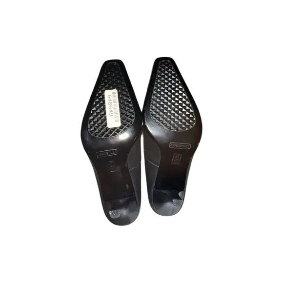 Aerosoles Black Leather Square Toe Heels Womens Size 10 NEW WITH BOX