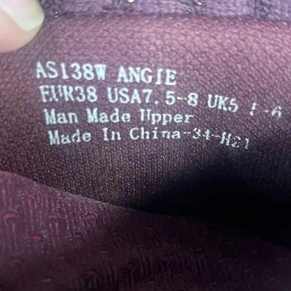 AETREX Angie Maroon Knit Metallic Gold Women’s Sneakers Sizer7.5