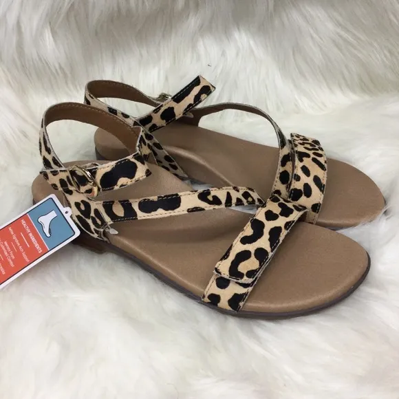 Aetrex Tia Sandal - Leopard Calf-Hair -  8.5 - New w/o Box