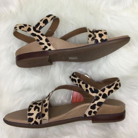 Aetrex Tia Sandal - Leopard Calf-Hair -  8.5 - New w/o Box