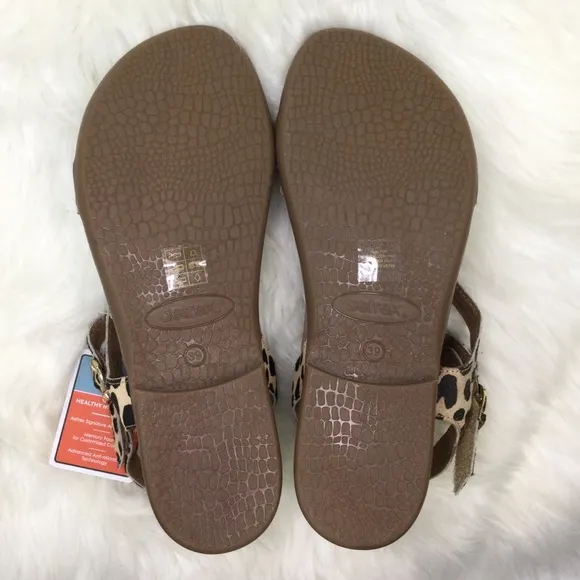 Aetrex Tia Sandal - Leopard Calf-Hair -  8.5 - New w/o Box