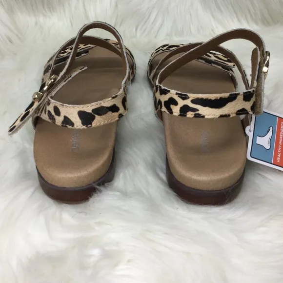 Aetrex Tia Sandal - Leopard Calf-Hair -  8.5 - New w/o Box