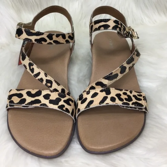 Aetrex Tia Sandal - Leopard Calf-Hair -  8.5 - New w/o Box