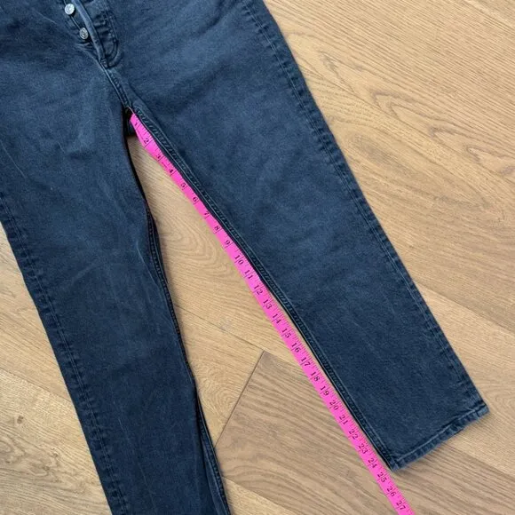AGOLDE Riley Crop Jeans High Rise Straight Leg Black Wash Denim - Size 29 - EUC
