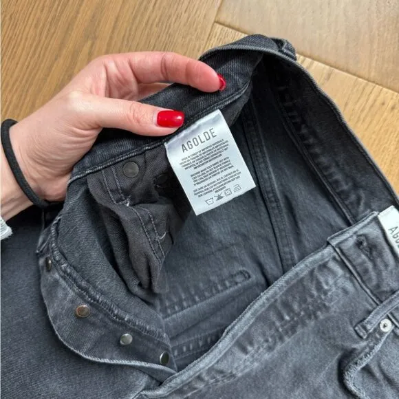 AGOLDE Riley Crop Jeans High Rise Straight Leg Black Wash Denim - Size 29 - EUC