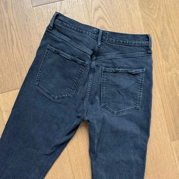 AGOLDE Riley Crop Jeans High Rise Straight Leg Black Wash Denim - Size 29 - EUC