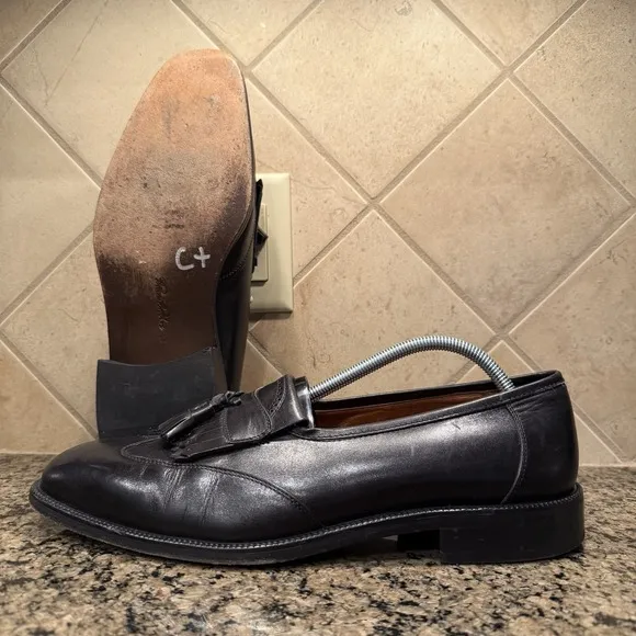 Alden Brooks Brothers Black Leather Wingtip Loafer Kiltie Tassel Men's 12 Italy
