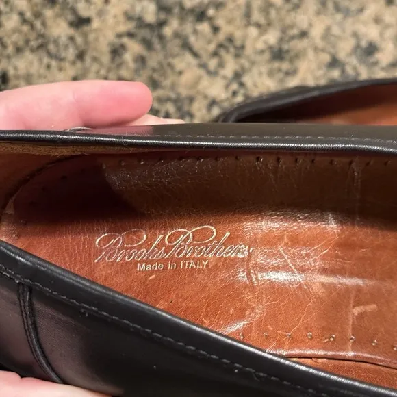 Alden Brooks Brothers Black Leather Wingtip Loafer Kiltie Tassel Men's 12 Italy