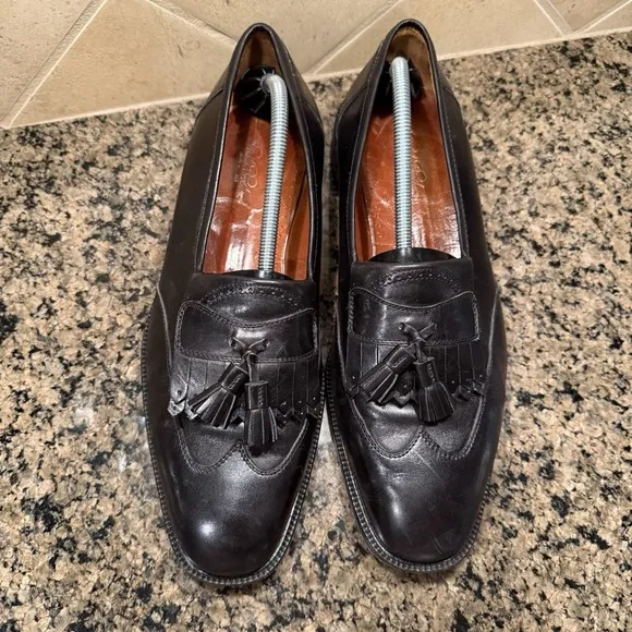 Alden Brooks Brothers Black Leather Wingtip Loafer Kiltie Tassel Men's 12 Italy