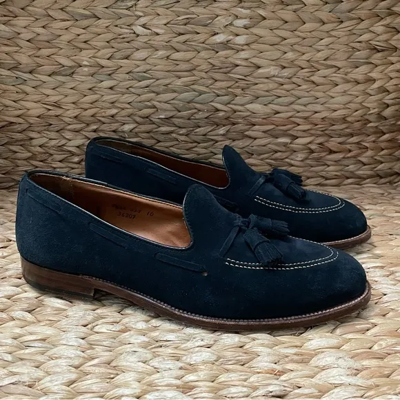 ALDEN Shop San Francisco Unlined Navy Blue Suede Leather Tassel Loafer Mens 11
