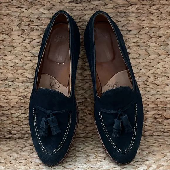 ALDEN Shop San Francisco Unlined Navy Blue Suede Leather Tassel Loafer Mens 11