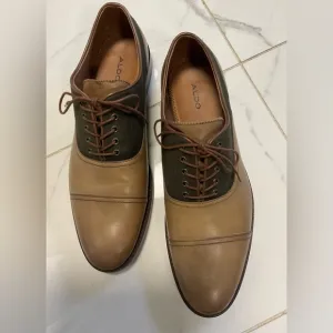 ALDO - RENN - Men's Shoes - CAP TOE OXFORD - TAUPE &amp;OLIVE Leather - Size 11