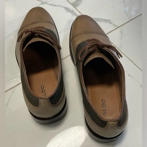 ALDO - RENN - Men's Shoes - CAP TOE OXFORD - TAUPE &amp;OLIVE Leather - Size 11