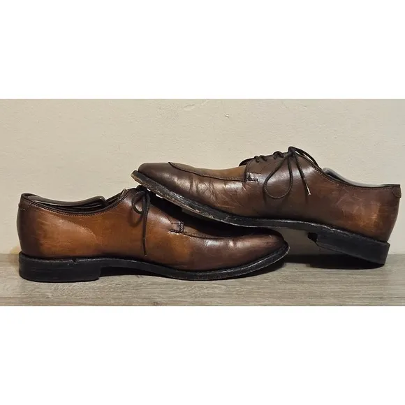 Allen Edmonds Delray Men's 9.5 Shoes Brown Leather Lace Up Derby Split Toe Dress