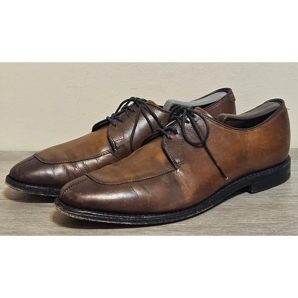 Allen Edmonds Delray Men's 9.5 Shoes Brown Leather Lace Up Derby Split Toe Dress