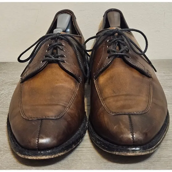 Allen Edmonds Delray Men's 9.5 Shoes Brown Leather Lace Up Derby Split Toe Dress