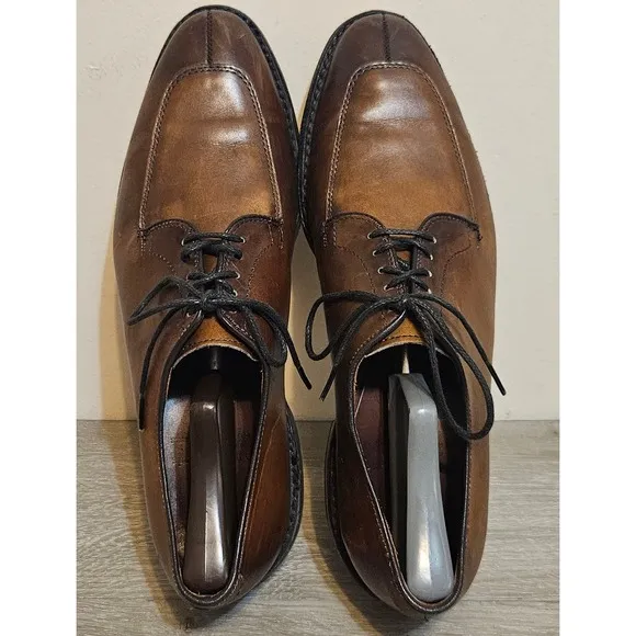 Allen Edmonds Delray Men's 9.5 Shoes Brown Leather Lace Up Derby Split Toe Dress